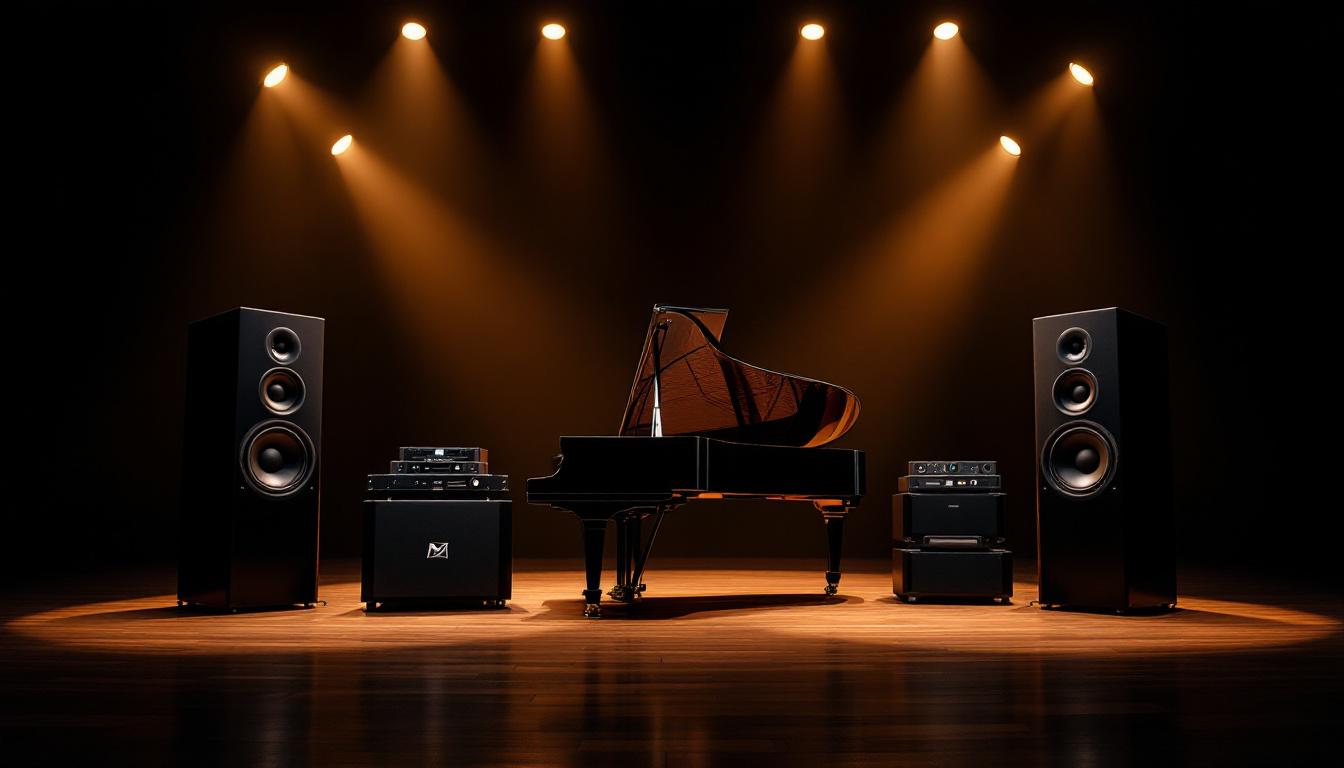 Amplificador profissional para piano em estúdio